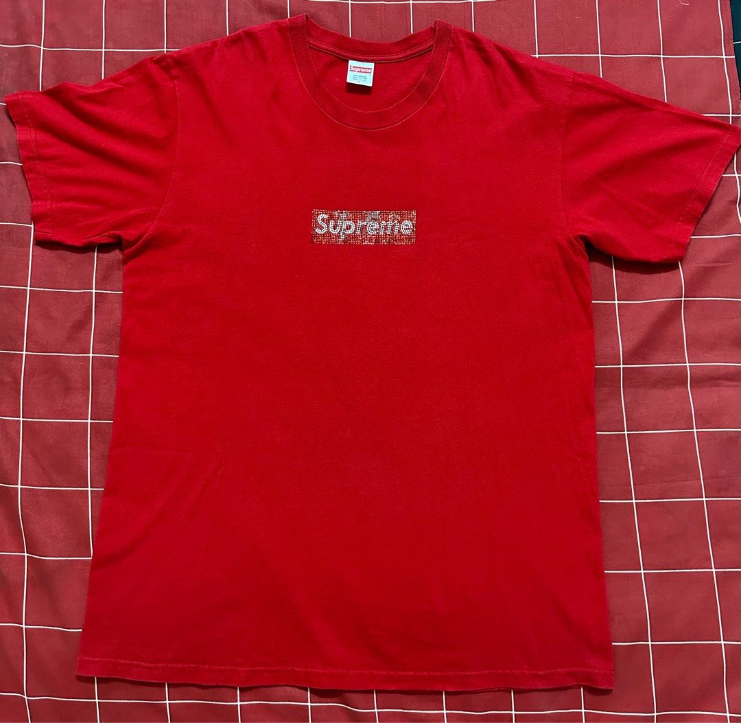 Supreme swarovski box deals logo tee