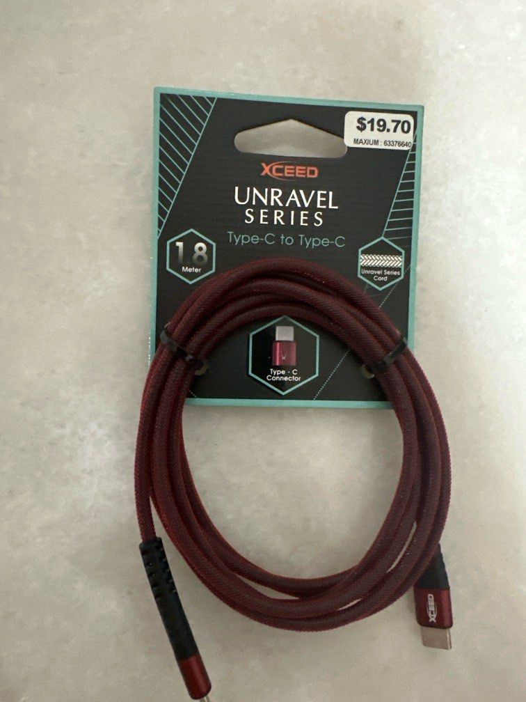 TYPE-C cable (Category: Cables & Adaptors) located in Singapore. Submitted by mangoishjack (Listing ID 1290738044, Image 1). Description: UNRAVEL SERIES TYPE-C to TYPE-C cable.
