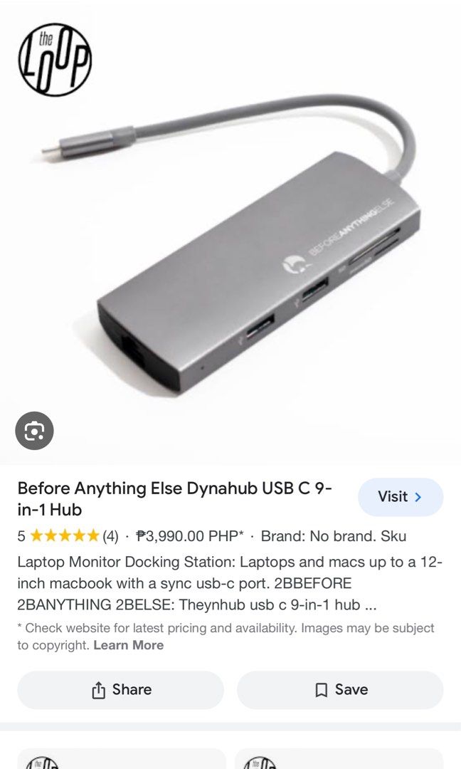 USB C 9-1 hub for laptop (Category: Chargers & Cables) located in Paranaque City. Submitted by estrella.gretchen26 (Listing ID 1290801410, Image 1). Description: .