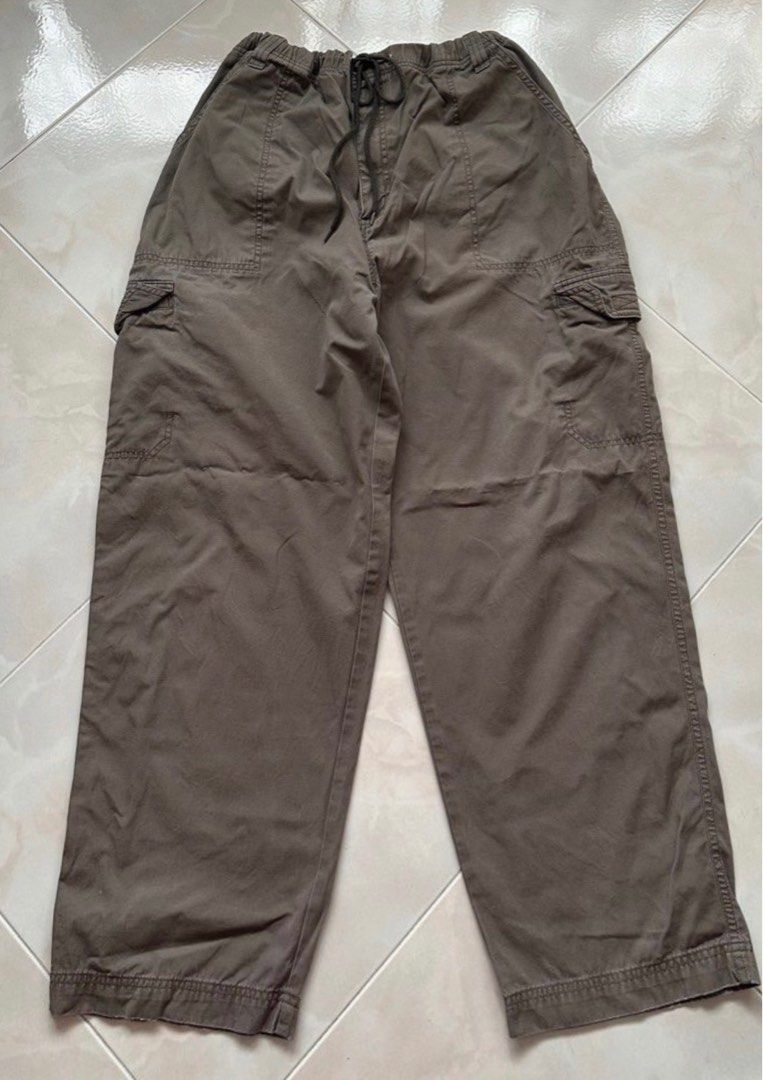 vintage thrifted styledcxo baggy brown parachute cargo pants y2k