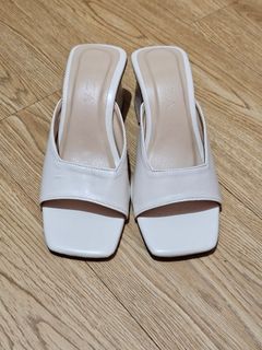 White Sandals Block Heels