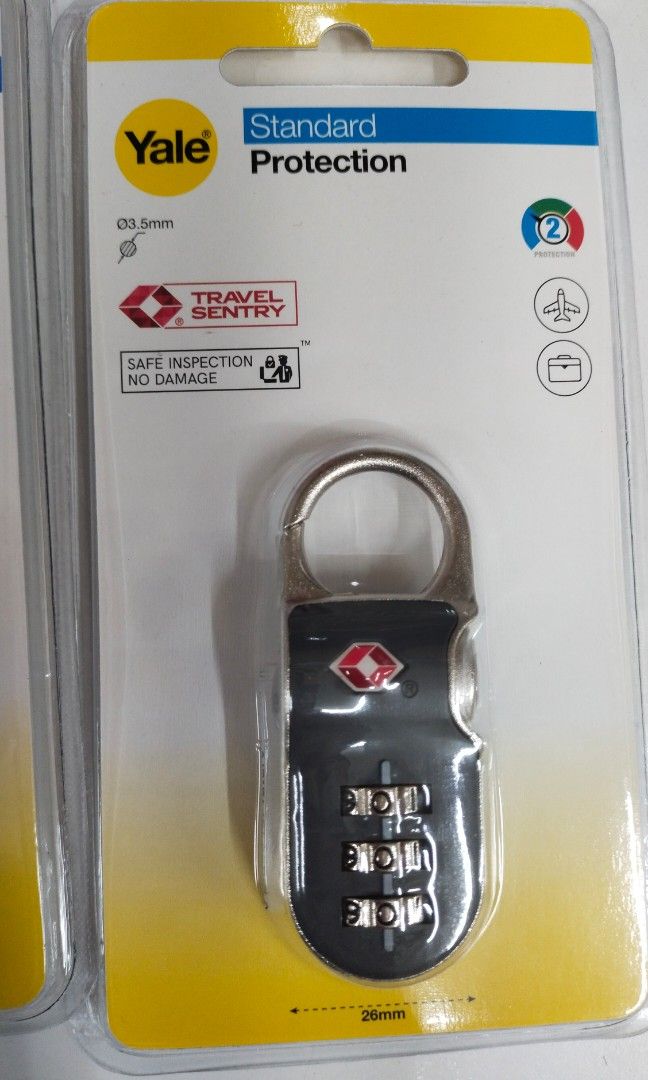 Yale TSA 3 dial combination padlocks (Category: Locks, Doors & Gates) located in Manila. Submitted by bernaatit (Listing ID 1290712829, Image 2). Description: Yale TSA 3 dial combination padlock 🌟 tough solid metal frame 🌟 Durable soft touch coating 🌟3 digit combination can be reset 🌟 easily identifiable luggage #ytp2/26/216/1 red 25mm clip on type #ytp2/26/216/1 yellow 25mm clip on type Pink Blue Grey Orange also offer other products of Yale