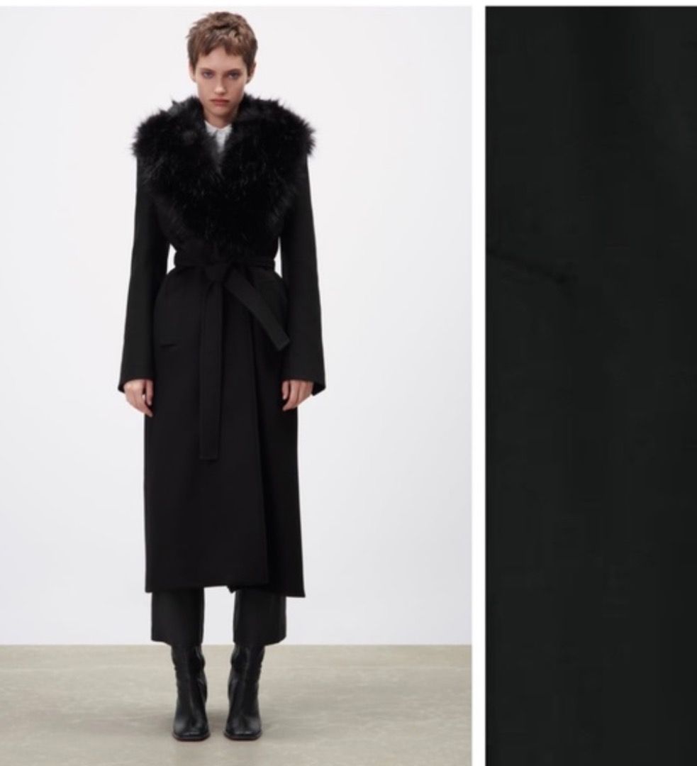 Zara Faux fur collar coat wool for winter autumn