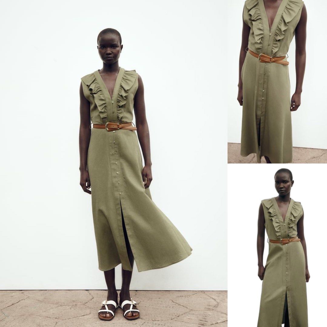 Zara buttoned linen dress 2025