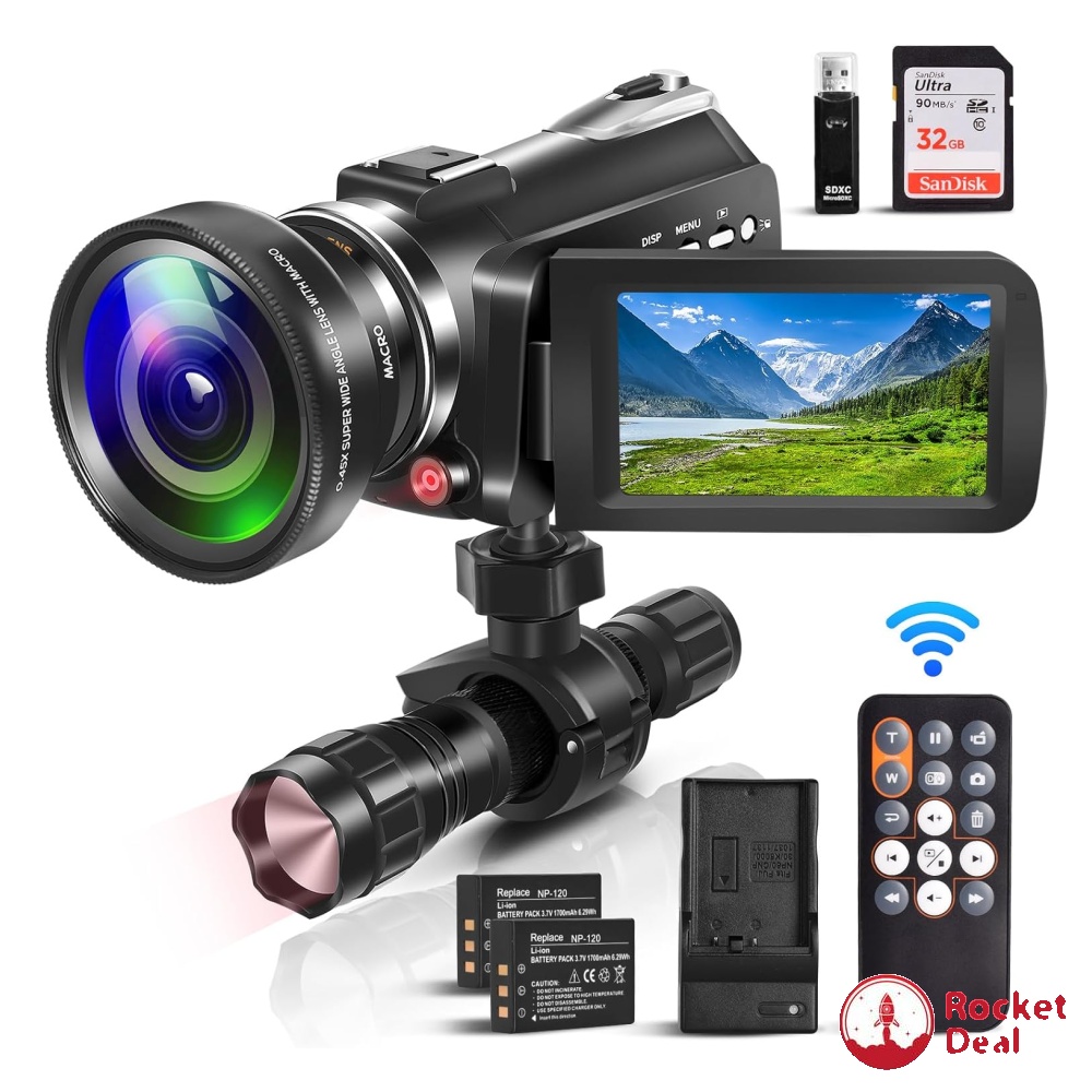 ZOHULU Video Camera Camcorder&Webcam, 4K Night Vision Camera with