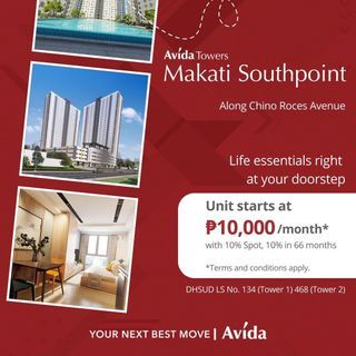 1 Bedroom Jr Makati Condo for Sale | Avida Makati Southpoint near Ayala Ave., Makati Ave. Greenbelt, Cash and Carry Makati Circuit