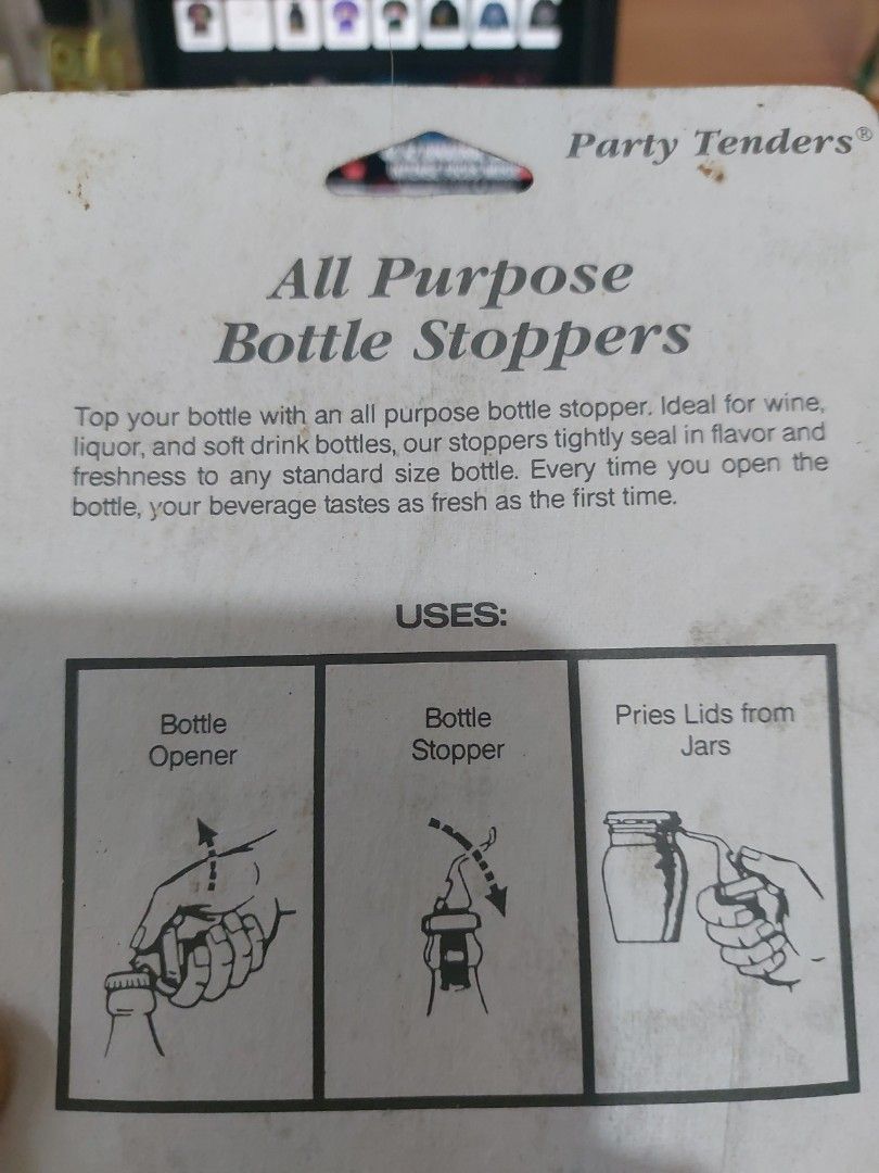 2 pcs all purpose bottle stoppers (Category: Other Kitchenware & Tableware) located in Quezon City. Submitted by cynlchan (Listing ID 1293949906, Image 2). Description: A US brand, Phoenix ware by Gemco. Very convenient and useful for half used wines and other long neck bottled sauces.