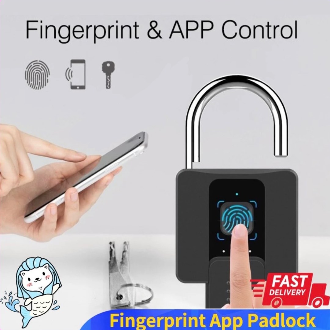 Unlockable Key Lock 3 in 1 Fingerprint App Key Smart Padlock | Fingerprint App Key ...