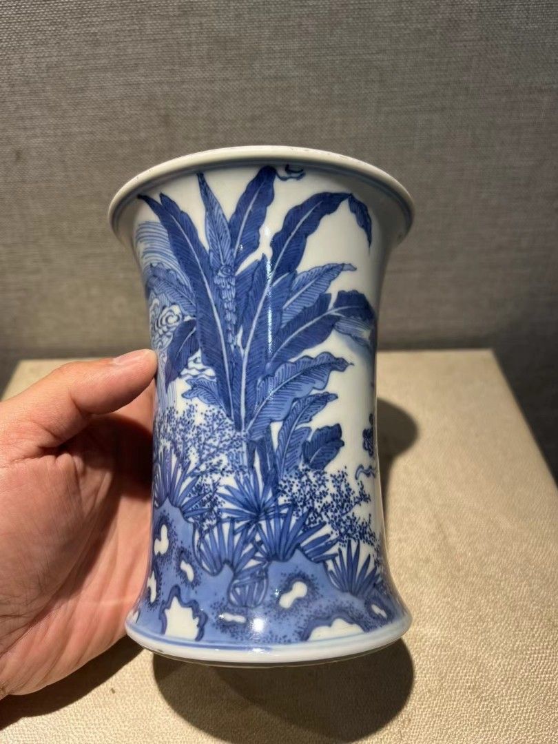 清 康熙 青花花卉紋小瓶 中国 古美術