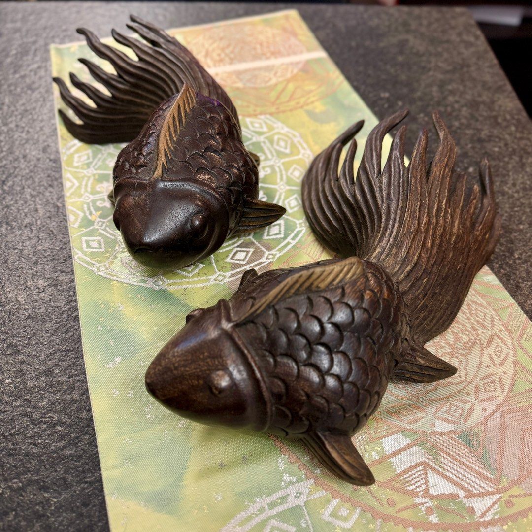 家飾品陶磁器招財魚置物