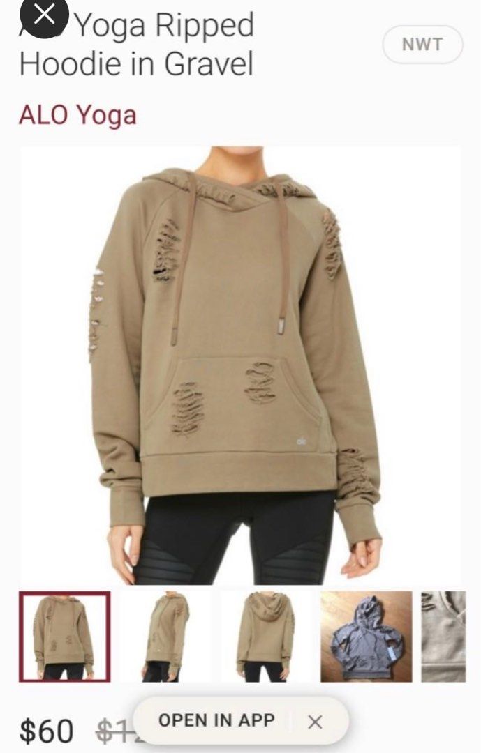 Alo yoga ripped hoodie hotsell
