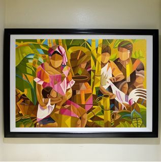 ANG PAMILYA 40x29 inches OIL ON CANVAS Painting with Wood Frame, Ready to Hang