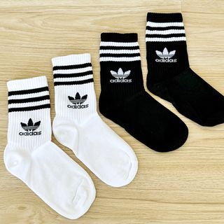 Authentic ADIDAS White Black Mid Cut Crew Socks XS Small Medium