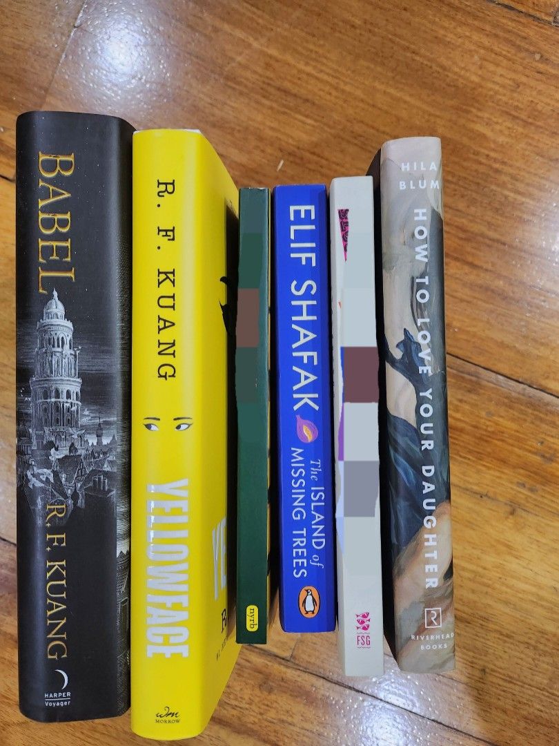 Babel Yellowface etc (Category: Storybooks) located in Quezon City. Submitted by essinea (Listing ID 1293941006, Image 2). Description: PLS MAKE READING A HABIT. READ BEFORE MESSAGING. AVAILABLE UNLESS STATED OTHERWISE. Yellowface (hardbound) -P950 How to love your daughter by Hila Klum (hardbound) - P900 ❌SOLD. Island of the missing trees by Elif Shafak - P750 ❌SOLD. Babel by RF Kuang (hardbound) ❌SOLD. Slouching towards bethlehem by Didion ❌SOL