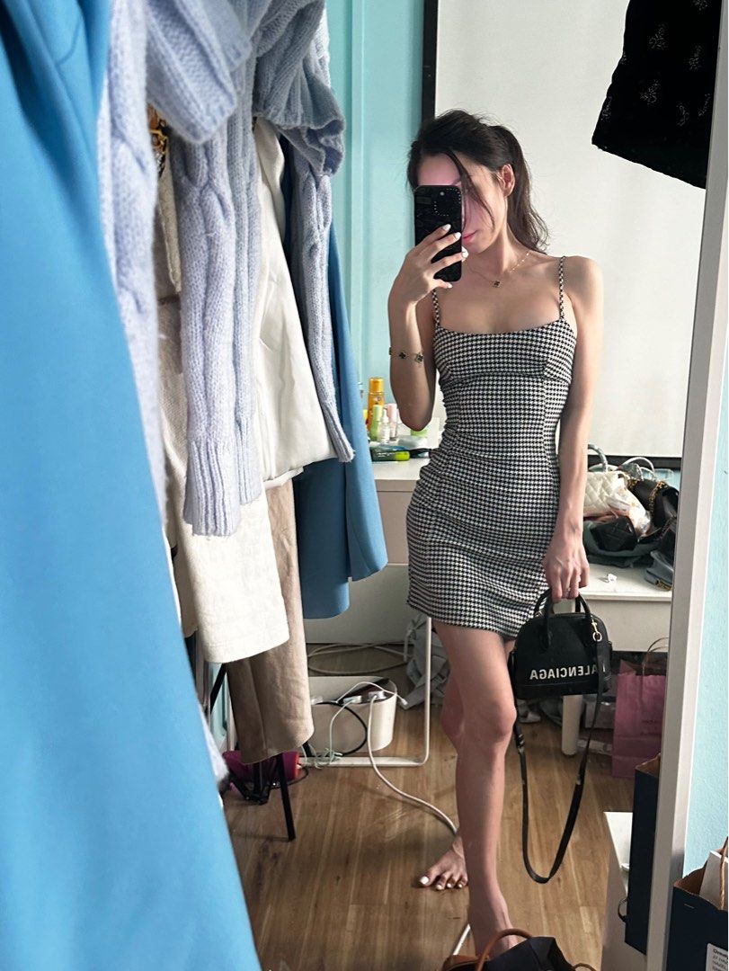Bec bridge french liaison mini dress houndstooth print