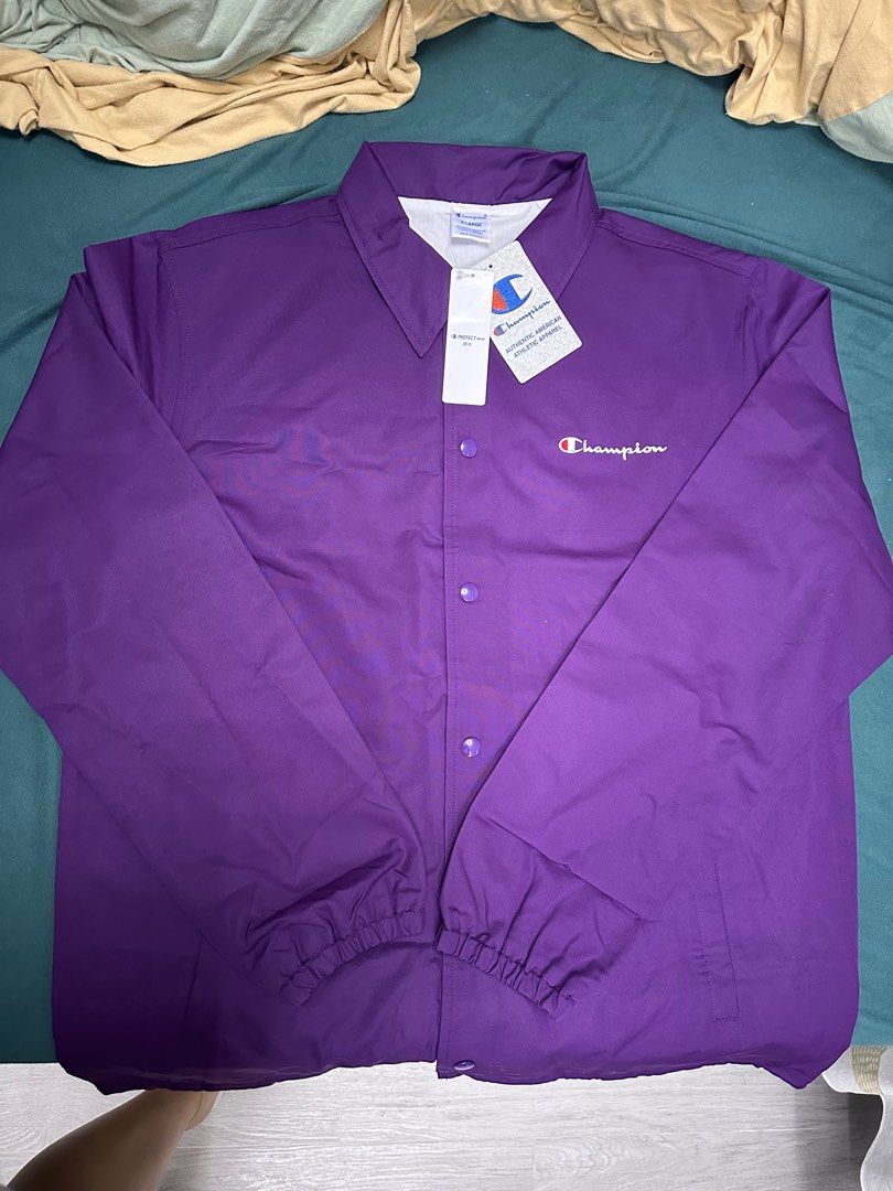 Champion Coach Jacket Purple XL 紫色風褸, 男裝, 外套及戶外衣服 