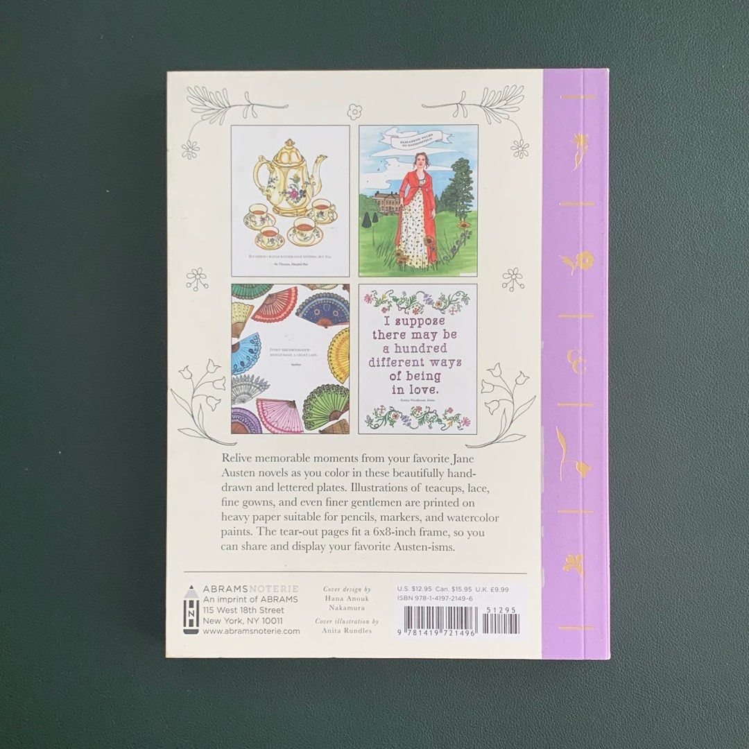 Jane Austen classic colouring book with 55 removable pages, Hobbies & Toys, Books & Magazines ...
