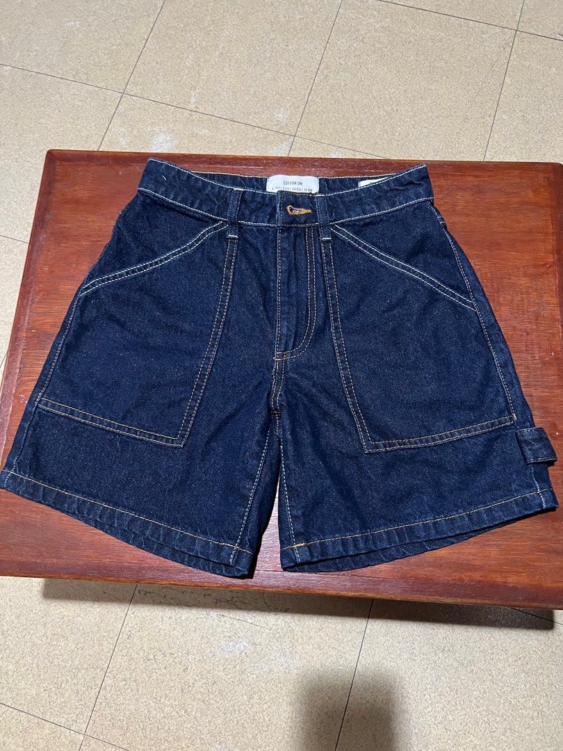 Cotton On A-line Contrast Stitch Denim Shorts (Category: Shorts) located in Quezon City. Submitted by jamiiiest (Listing ID 1293994607, Image 1). Description: • Brand new with tag • Never used • Fits 25-26” • Dark denim • No flaws 💯 •RFS: Doesn’t fit me anymore; Decluttering.