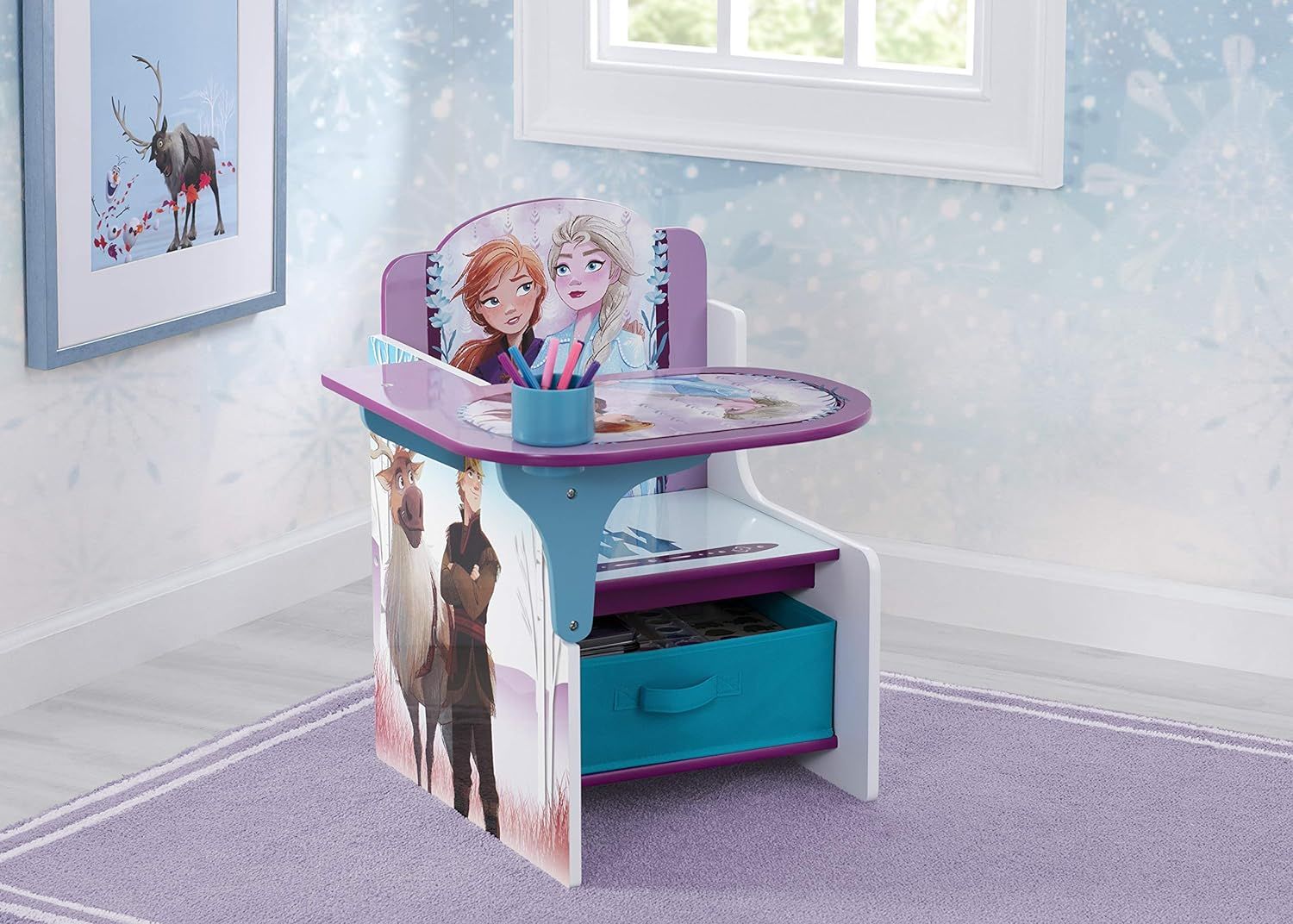 Delta Children Chair Desk with Storage Bin Ideal for Arts Crafts Snack Time Homeschooling Homework More Greenguard Gold Certified Disney Frozen II Disney Frozen Ii Chair Desk Babies
