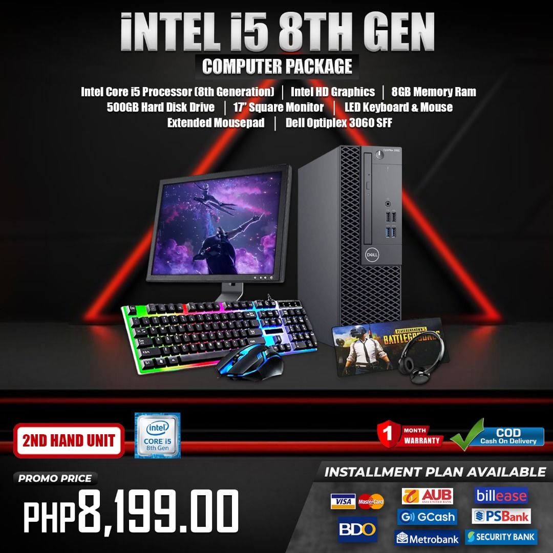 Desktop Computer Package Dell i5 8th Generation 8gb 500gb HDD ...