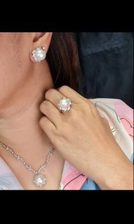 diamond ring earring necklace FASTBREAK 28.5grams 14k gold 3.0cts dua 13.5mm ssp