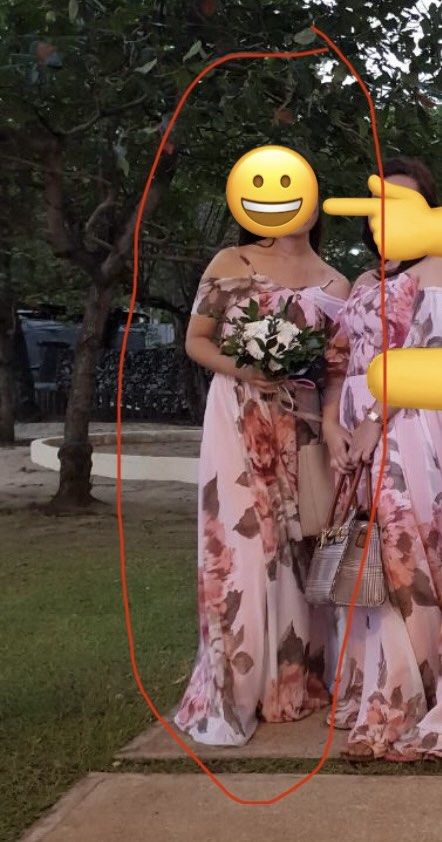 Floral long gown (Category: Evening dresses & gowns) located in Las Pinas. Submitted by ketshops (Listing ID 1294034202, Image 2). Description: Used once. Second photo shows me wearing it. Five feet one inch petite and wore heels.