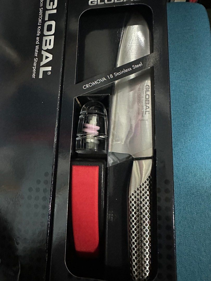 Global Knife Set - G46 and Sharpener Set (Category: Knives & Chopping Boards) located in Manila. Submitted by nachonacho31 (Listing ID 1294056335, Image 2). Description: Brand new Global Knife and Sharpening set G46 Sharpener Payment via BDO or Gcash Thanks.