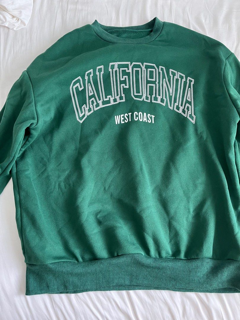 Green California West Coast Oversized Sweatshirt, Women's Fashion