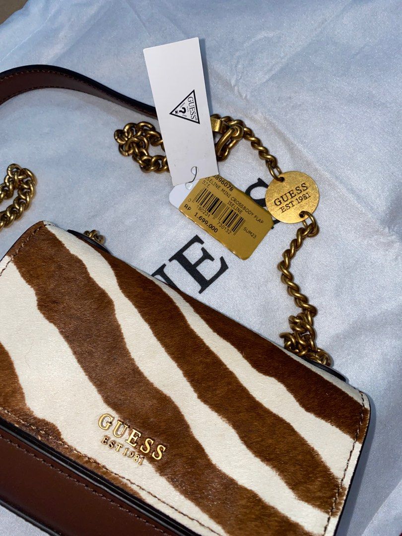 Guess Wallet Zebra GUESS SLING BAG ZEBRA, Barang Mewah, Tas Dompet
