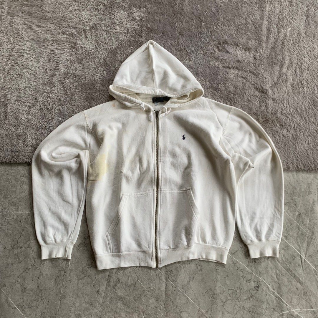 Lauren Polo Polo White Zip Up Hoodie Polo Ralph Lauren Regular Fit