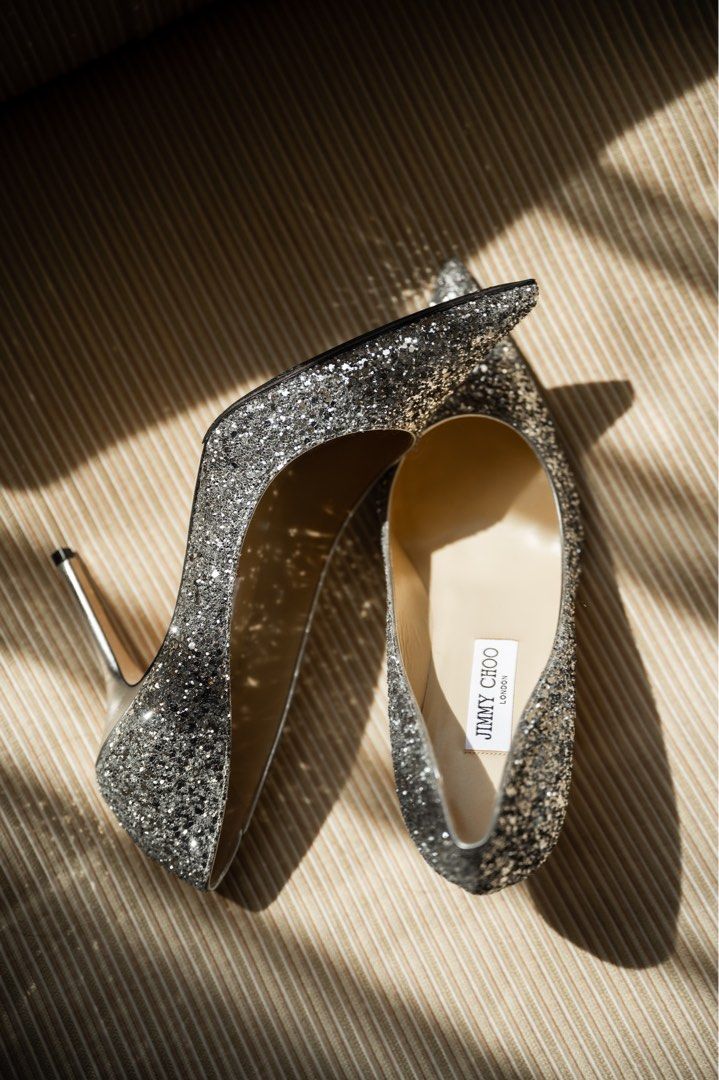 Jimmy choo gold glitter heels store