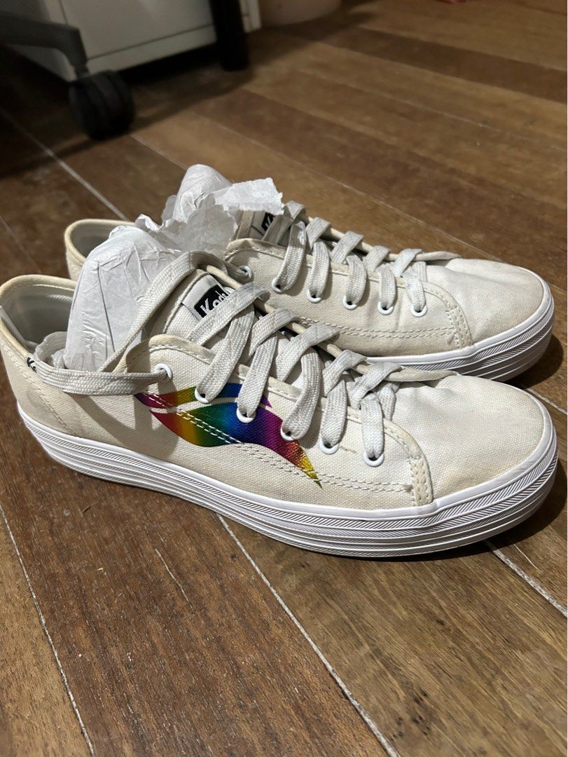 Keds triple decker white canvas top