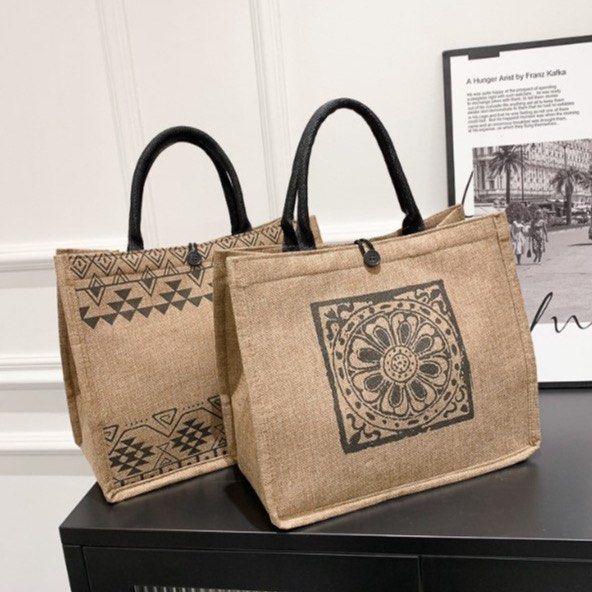 Korean tote bag casual lady shoulder eco bags women recycle handbag jutebag murah shopping beg ready stok