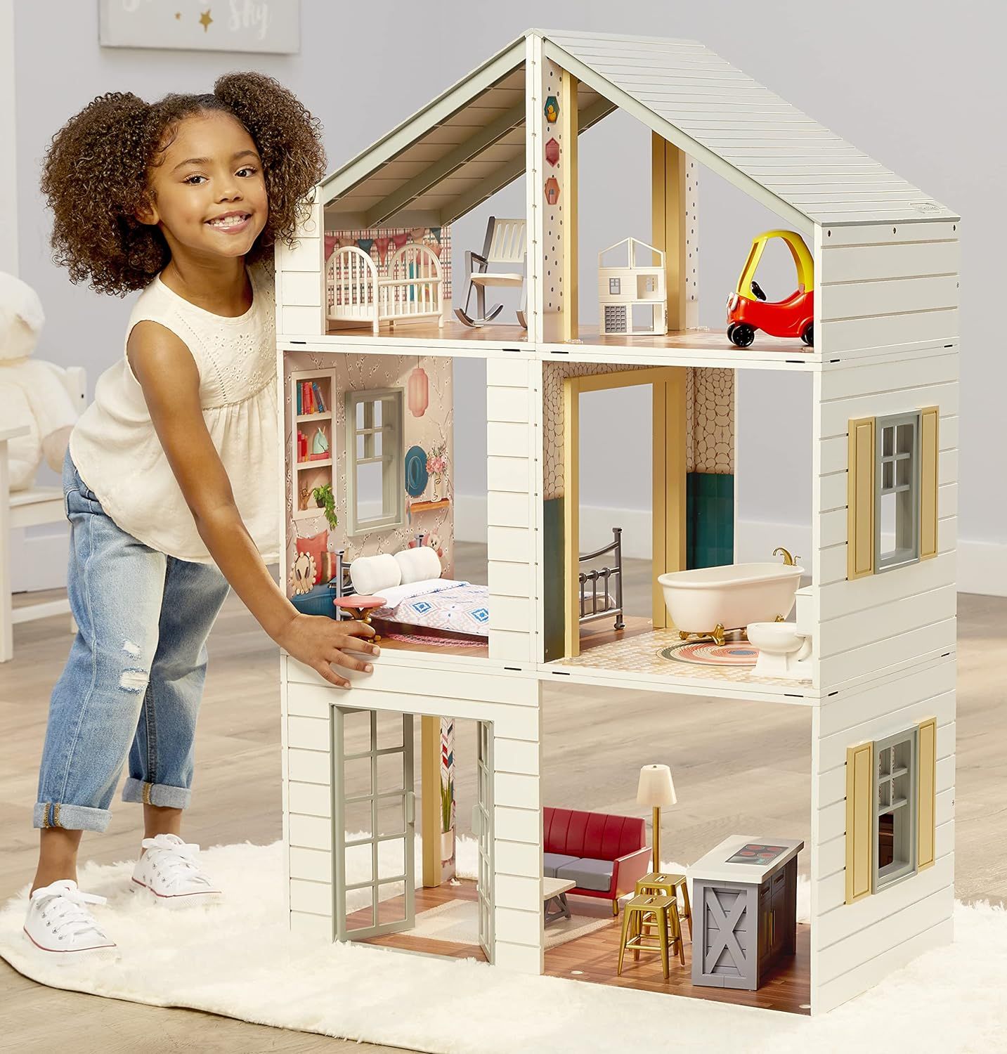 Wooden dollhouse for 12 inch dolls sale