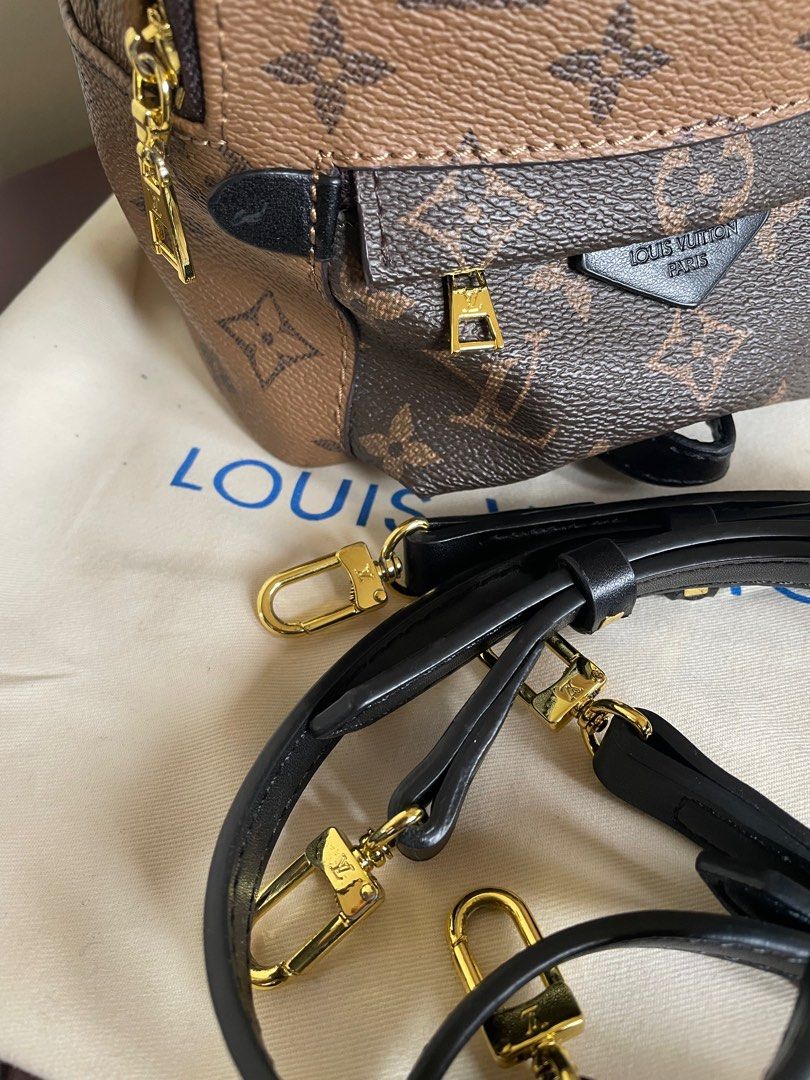 LV Palm Spring (Category: Luxury Bags & Wallets) located in Marilao. Submitted by aint_b23 (Listing ID 1293961412, Image 2). Description: Leather issue on top (you can see in the picture) you can put twilly para hindi makita or iparepair sa bag doctors, all in all like new leather No flaws on hardware (super kinis pa) with dustbag + intact straps SF to be shouldered by the buyer.