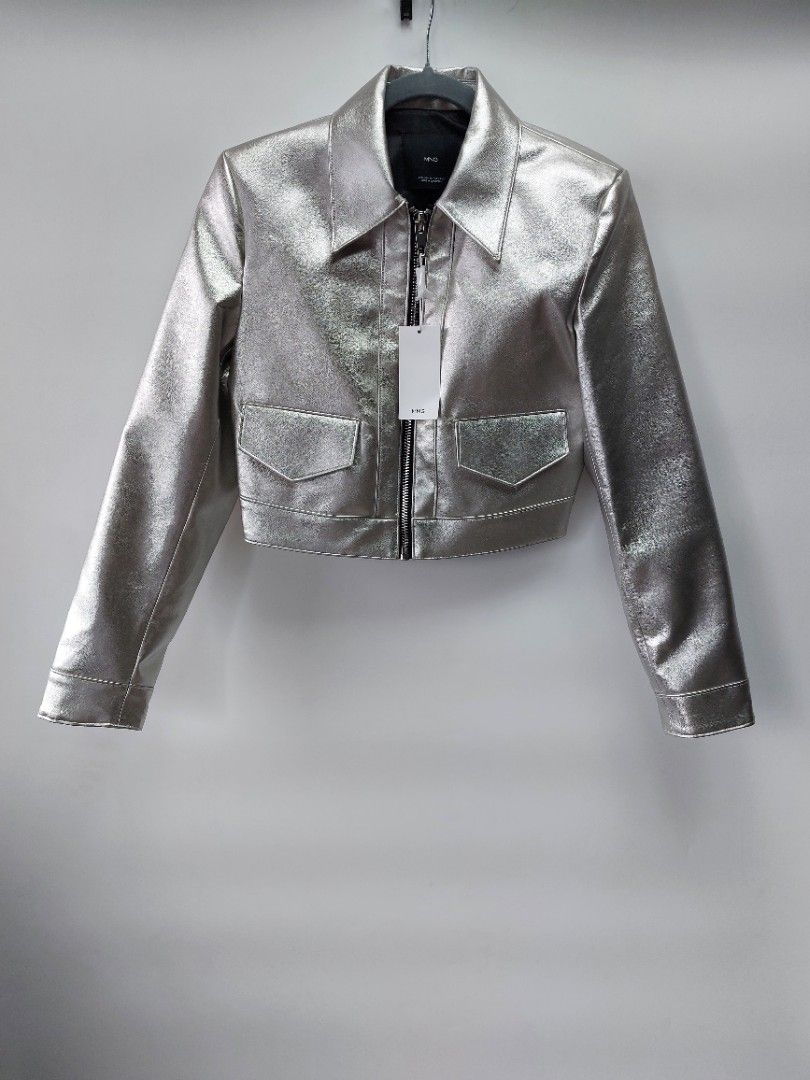 Metallic cropped jacket - Women