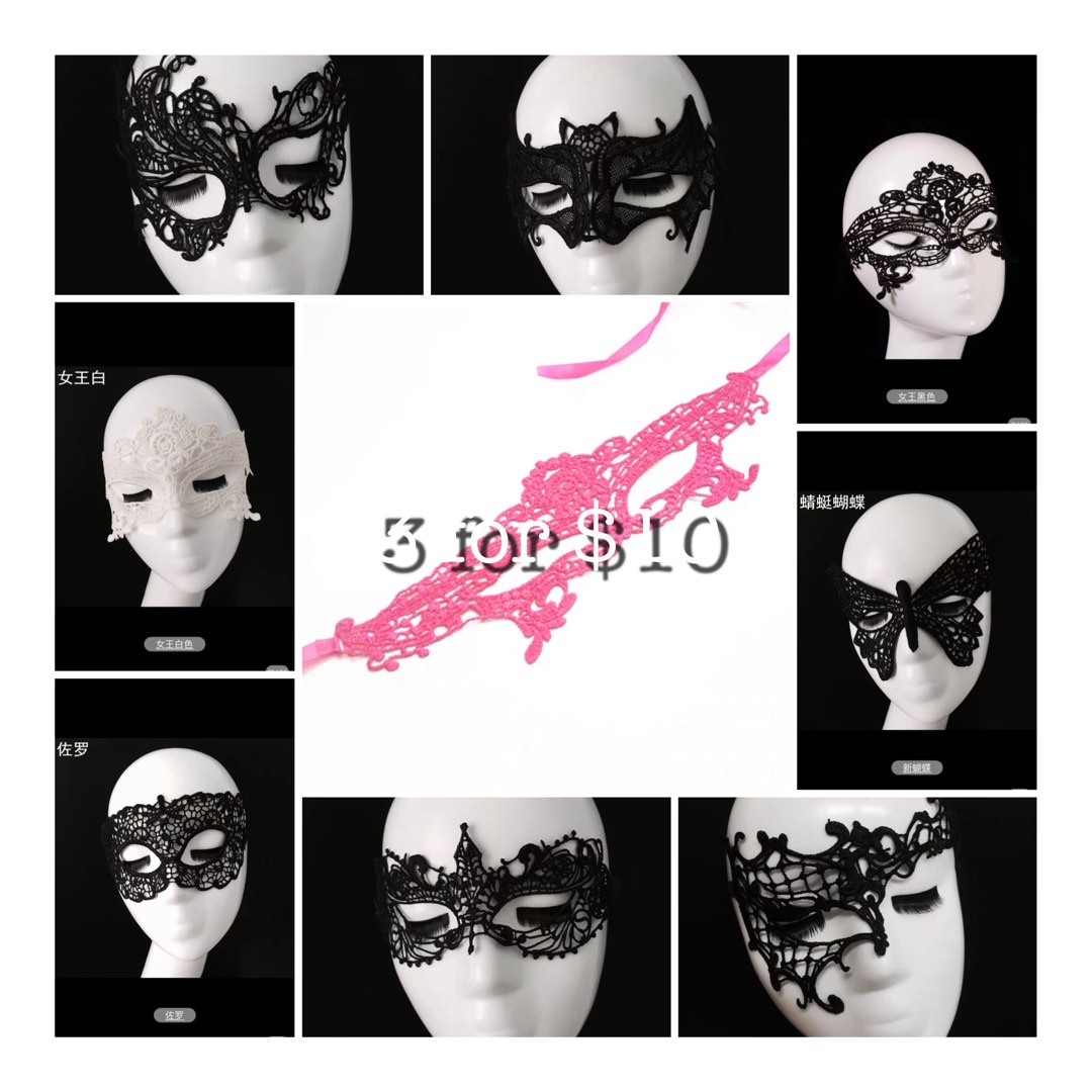 Ready Stock) 3 for $10 Masquerade mask woman black lace eye mask masquerade  party 🎭