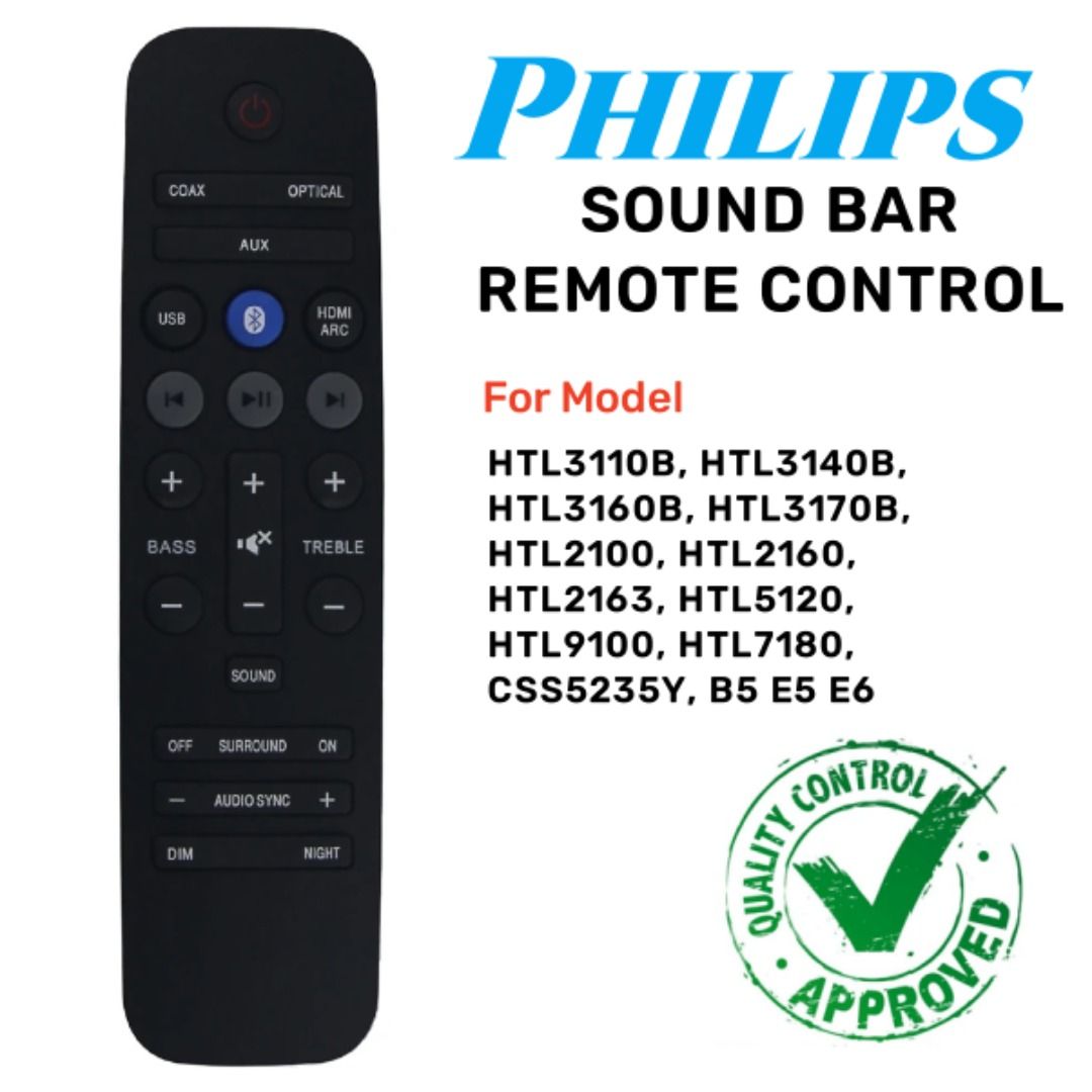 Philips Soundbar Remote Control HTL3140 HTL9100 HTL5120 HTL7180