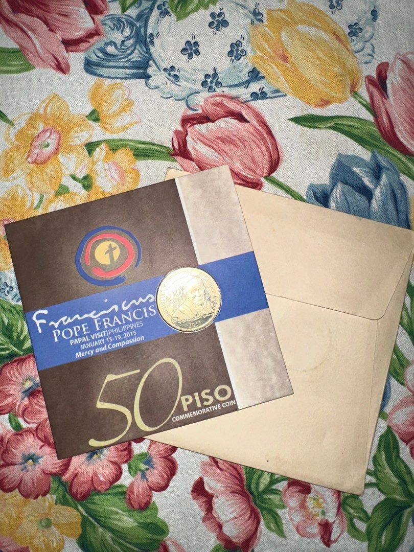 Pope Francis Papal visit Philippines Commemorative Coin (Category: Currency) located in Caloocan City. Submitted by projectclosetcleanup (Listing ID 1294101513, Image 2). Description: Pope Francis Commemorative fifty peso coin from his papal visit in the Philippines in January 15-19 2015.