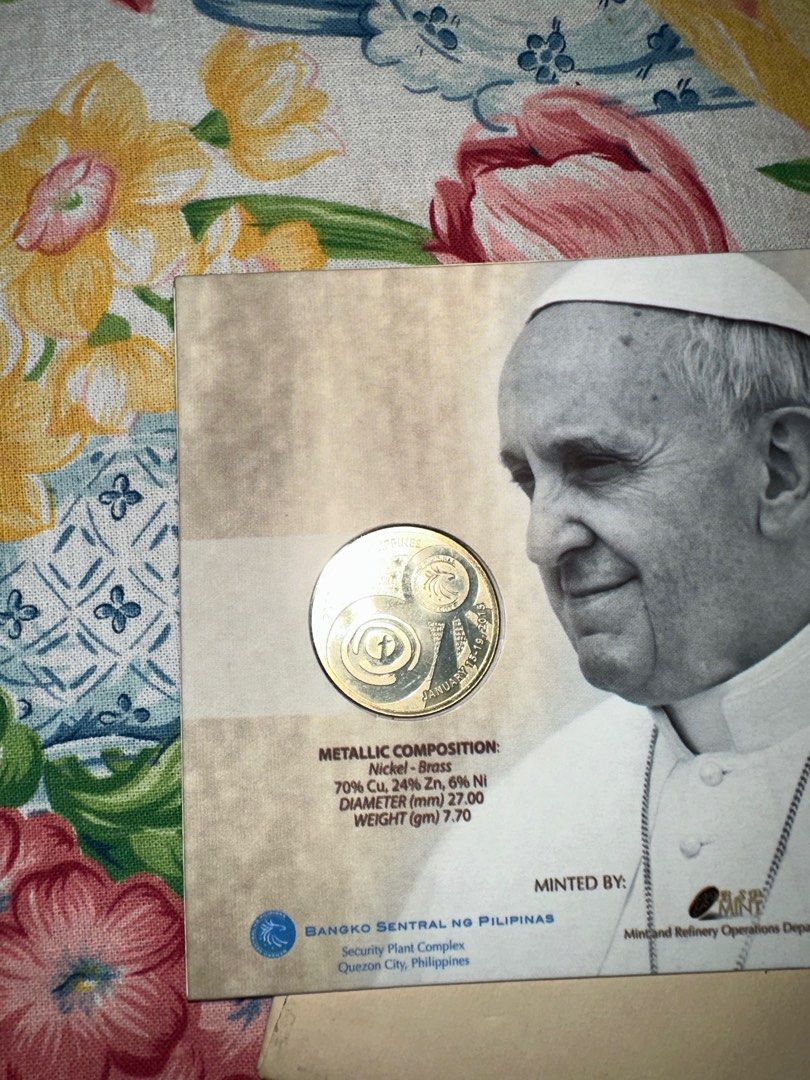 Pope Francis Papal visit Philippines Commemorative Coin (Category: Currency) located in Caloocan City. Submitted by projectclosetcleanup (Listing ID 1294101513, Image 3). Description: Pope Francis Commemorative fifty peso coin from his papal visit in the Philippines in January 15-19 2015.