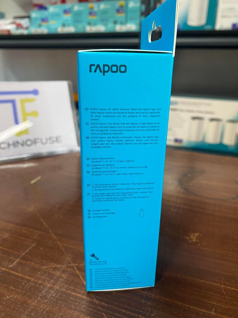 Rapoo N100 Wired Optical USB Mouse Black (Category: Mouse & Mousepads) located in Pasig City. Submitted by technofuseofficial (Listing ID 1294004151, Image 2). Description: Rapoo N100 Wired Optical USB Mouse Black Connection Modes: USB cable USB Type: 3.0 Buttons: 3 buttons including 2D non-slip scroll wheel DPI: 1600 Tracking Technology: Optical Ergonomic design Ambidextrous design High resolution 1600 DPI sensor No driver or setup needed.