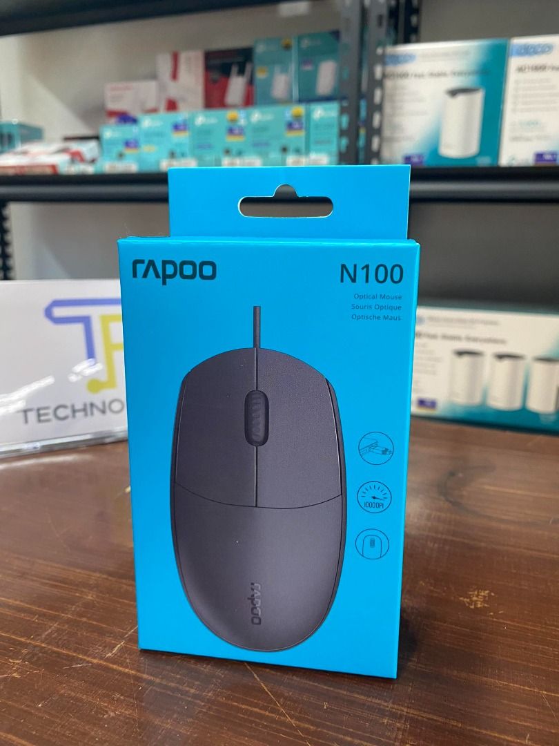 Rapoo N100 Wired Optical USB Mouse Black (Category: Mouse & Mousepads) located in Pasig City. Submitted by technofuseofficial (Listing ID 1294004151, Image 1). Description: Rapoo N100 Wired Optical USB Mouse Black Connection Modes: USB cable USB Type: 3.0 Buttons: 3 buttons including 2D non-slip scroll wheel DPI: 1600 Tracking Technology: Optical Ergonomic design Ambidextrous design High resolution 1600 DPI sensor No driver or setup needed.