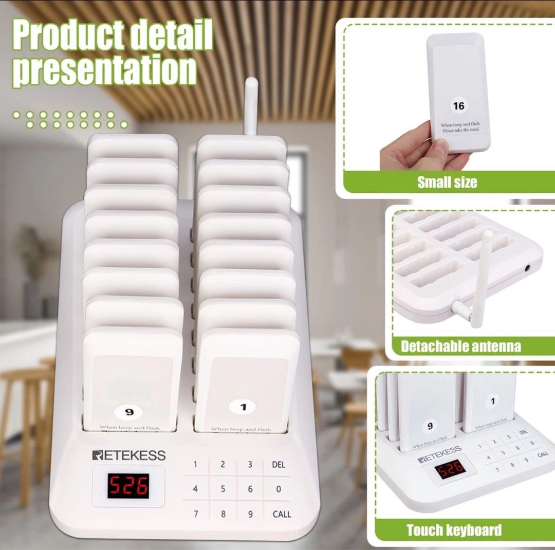 Retekess TD157 Pager Restaurant Wireless Calling System for Clinic Food ...