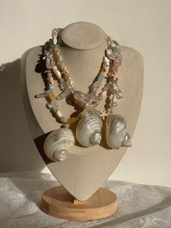 Shell Beaded Necklace Crystal Freshwater Pearl Beach Necklace