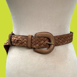 Thin Woven Light Brown Soft Leather Belt