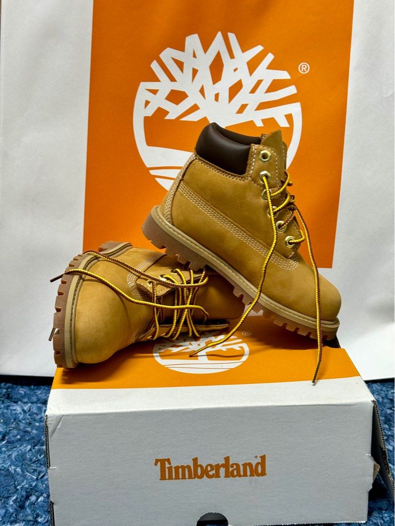 Timberland Kids Boots Premium 6 IN waterproof boot wheat nubuck Babies Kids Babies Kids Fashion on Carousell