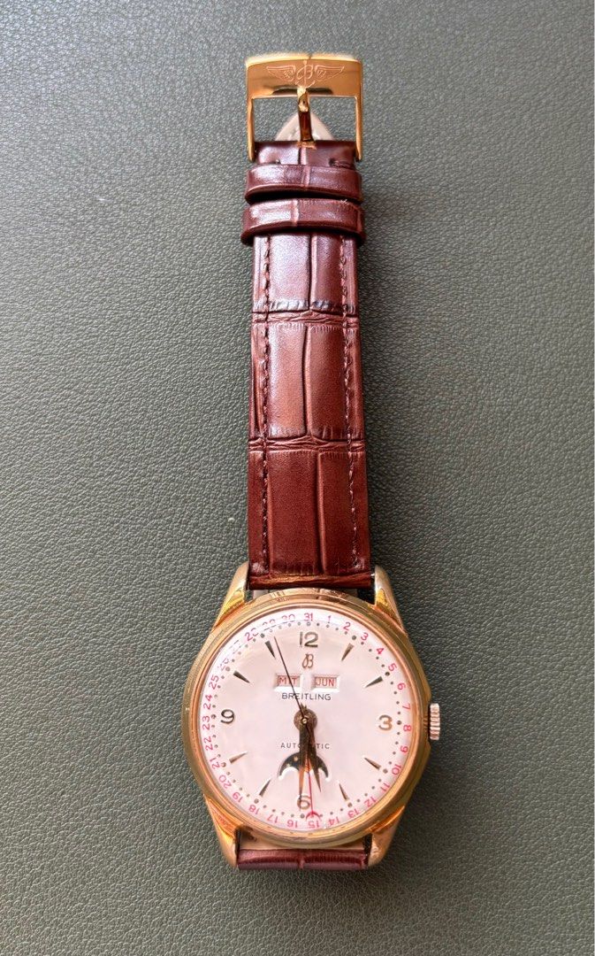 Vintage Breitling Datora Automatic Moonphase Triple Date