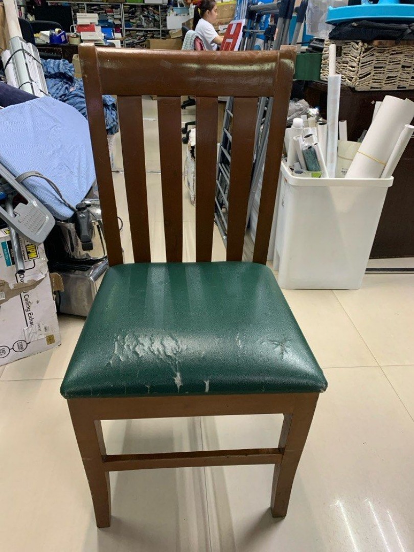 Vintage Classic Green Wood Chair, Furniture & Home Living, Furniture ...