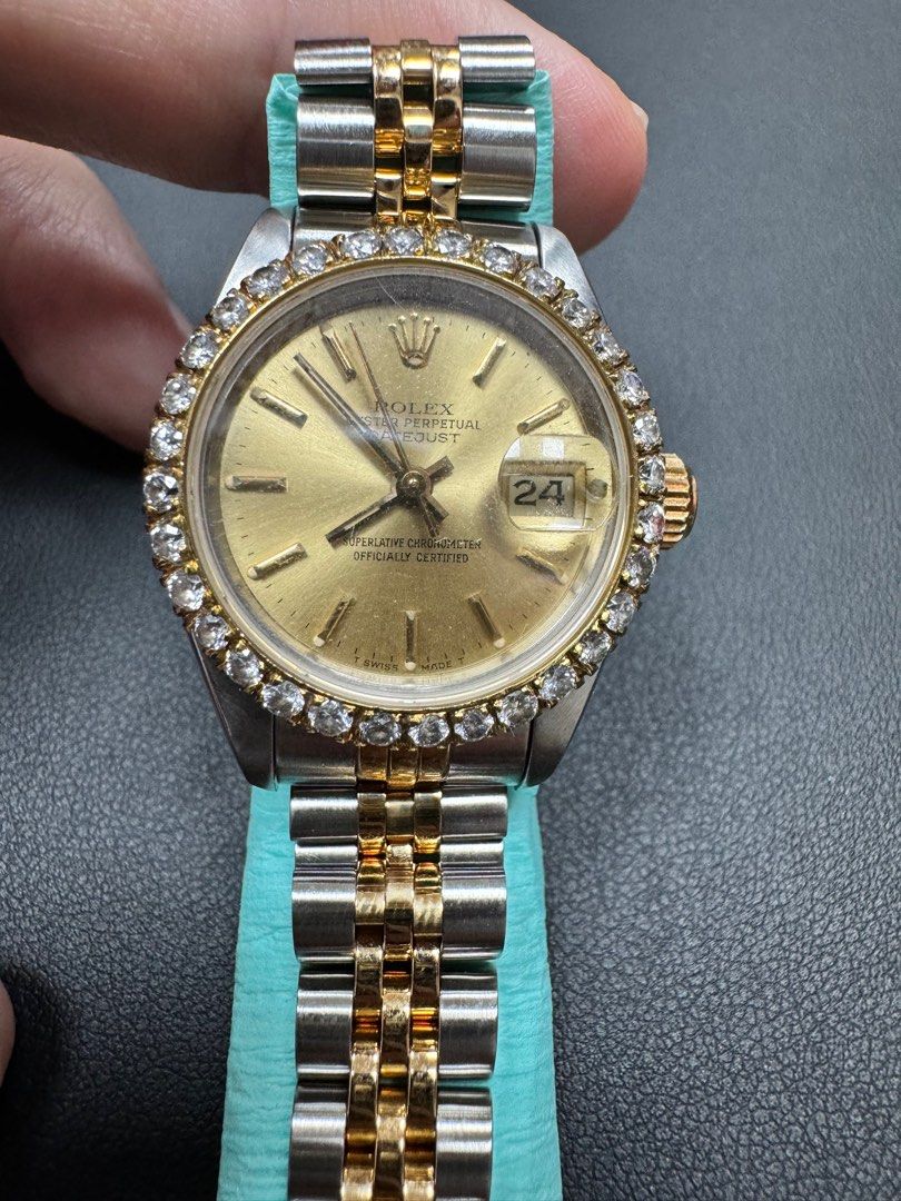 Vintage Rolex Lady Datejust Half Gold with Diamond Bezel Luxury Watches on Carousell