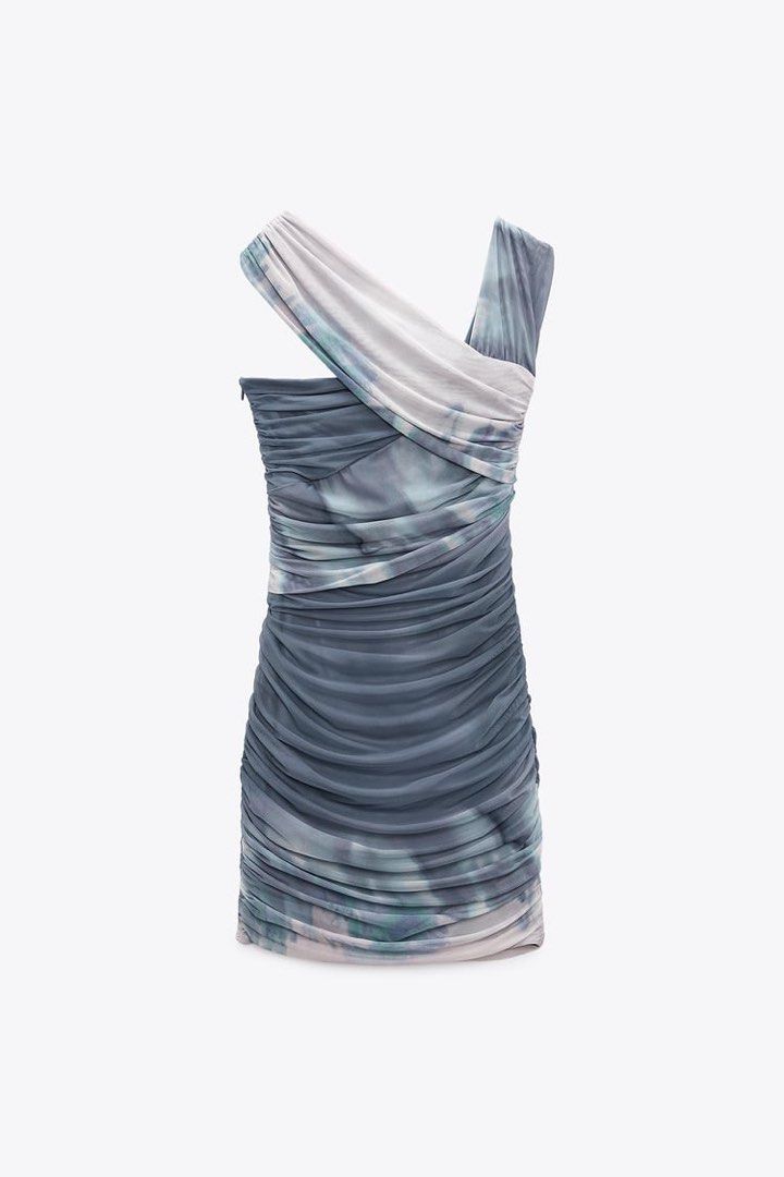 ZARA ASYMMETRIC PRINTED TULLE DRESS, Women's Fashion, Dresses & Sets,  Dresses on Carousell